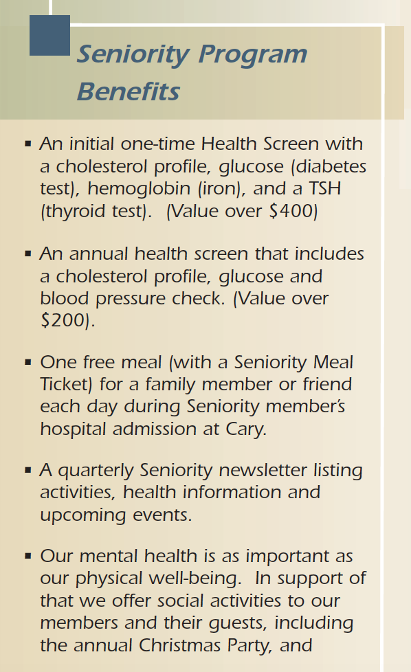 October 27 Cary Seniority Program Cary Medical Center Caribou Me